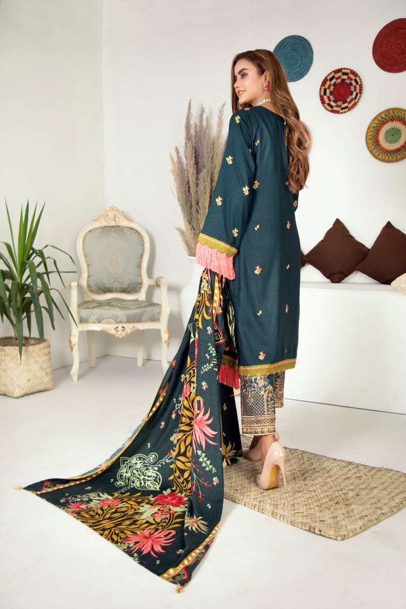 Winter Ready to Wear Embroidered Dress with Shawl by Aleezay 10