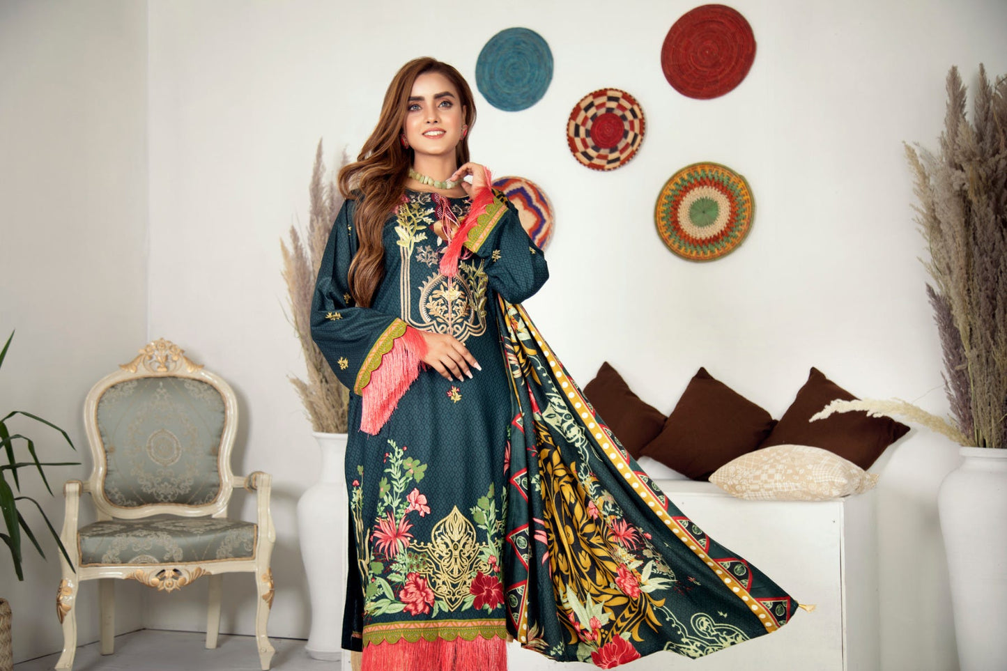 Winter Ready to Wear Embroidered Dress with Shawl by Aleezay 10