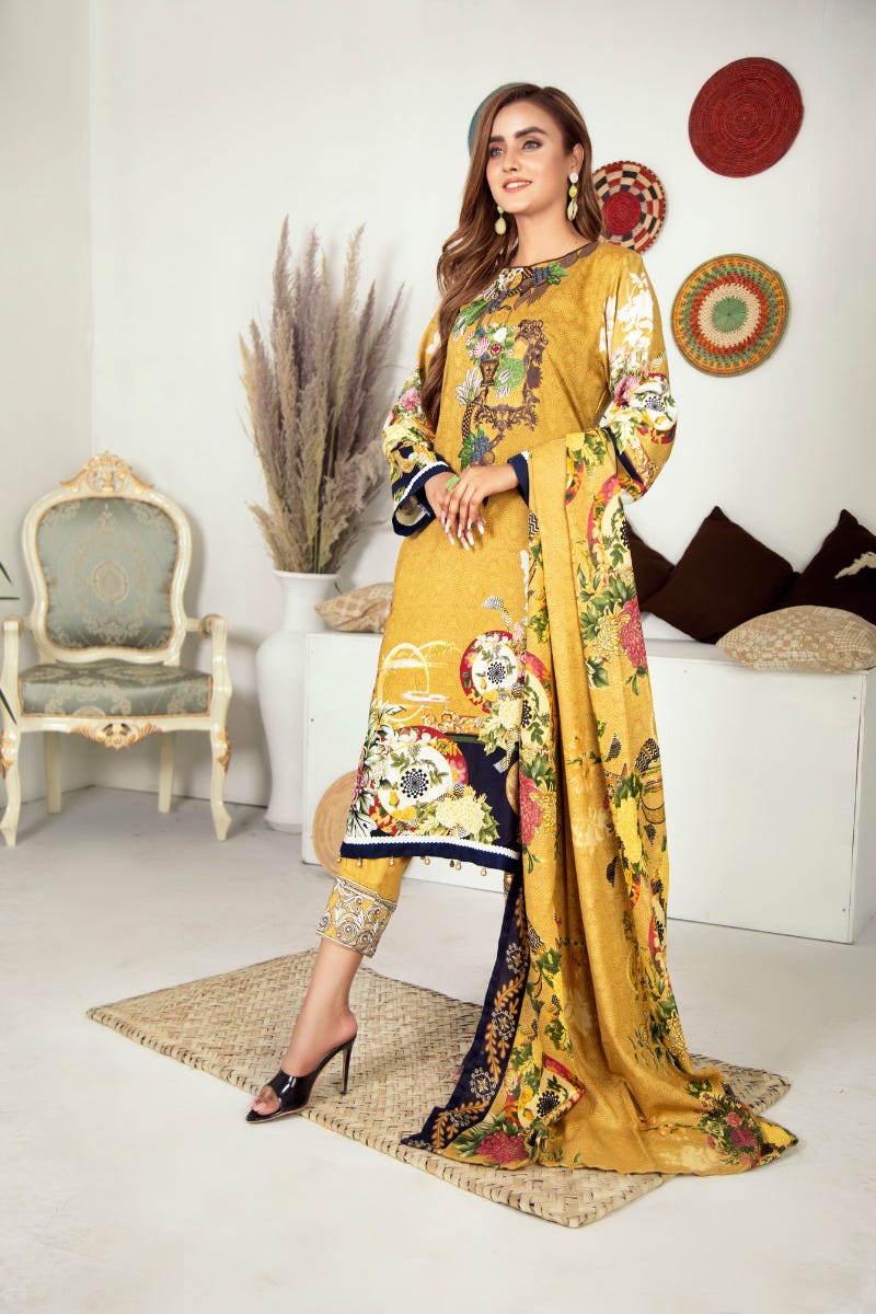Winter Ready to Wear Embroidered Dress with Shawl by Aleezay 11