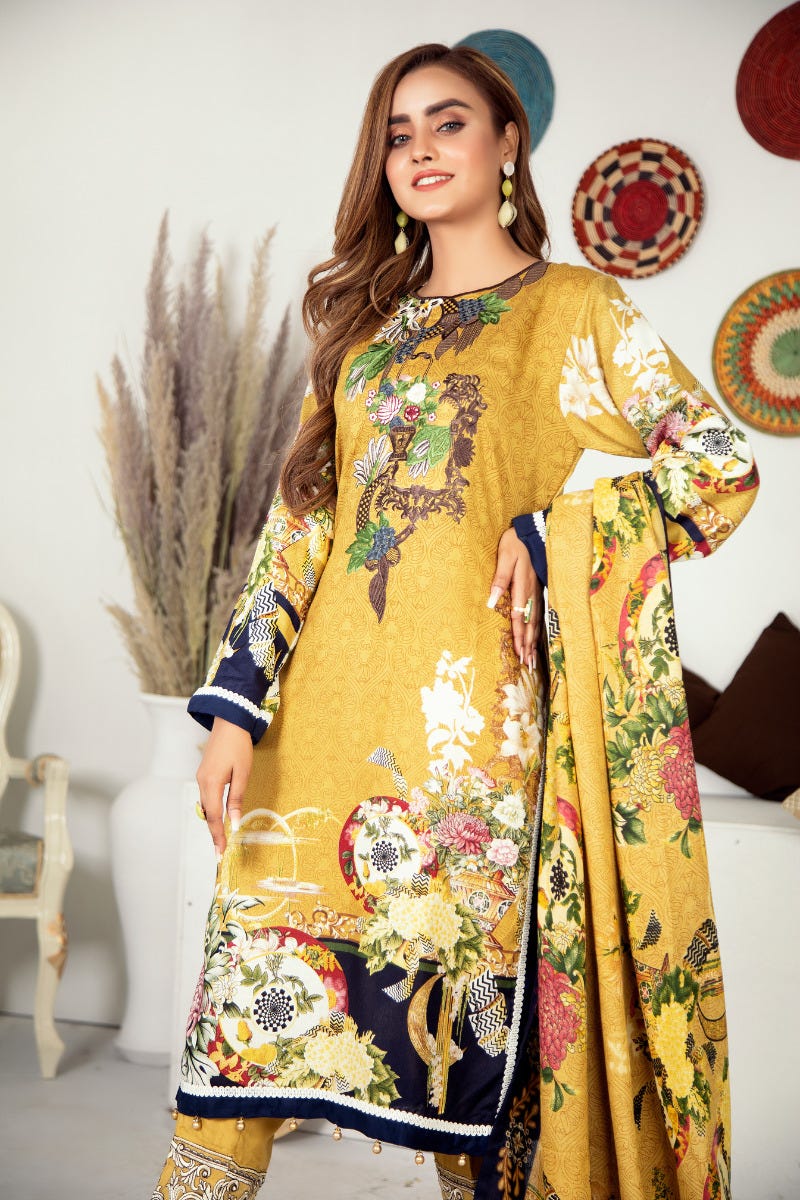 Winter Ready to Wear Embroidered Dress with Shawl by Aleezay 11