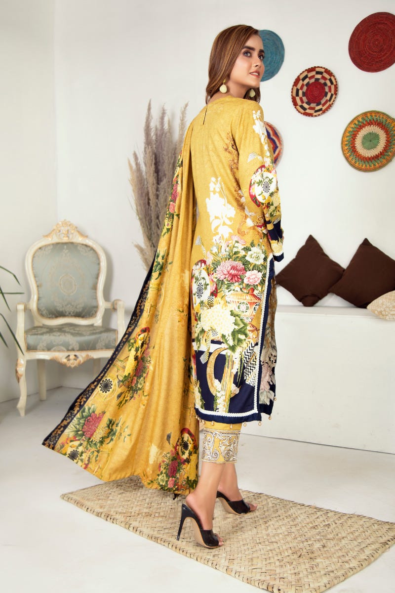 Winter Ready to Wear Embroidered Dress with Shawl by Aleezay 11