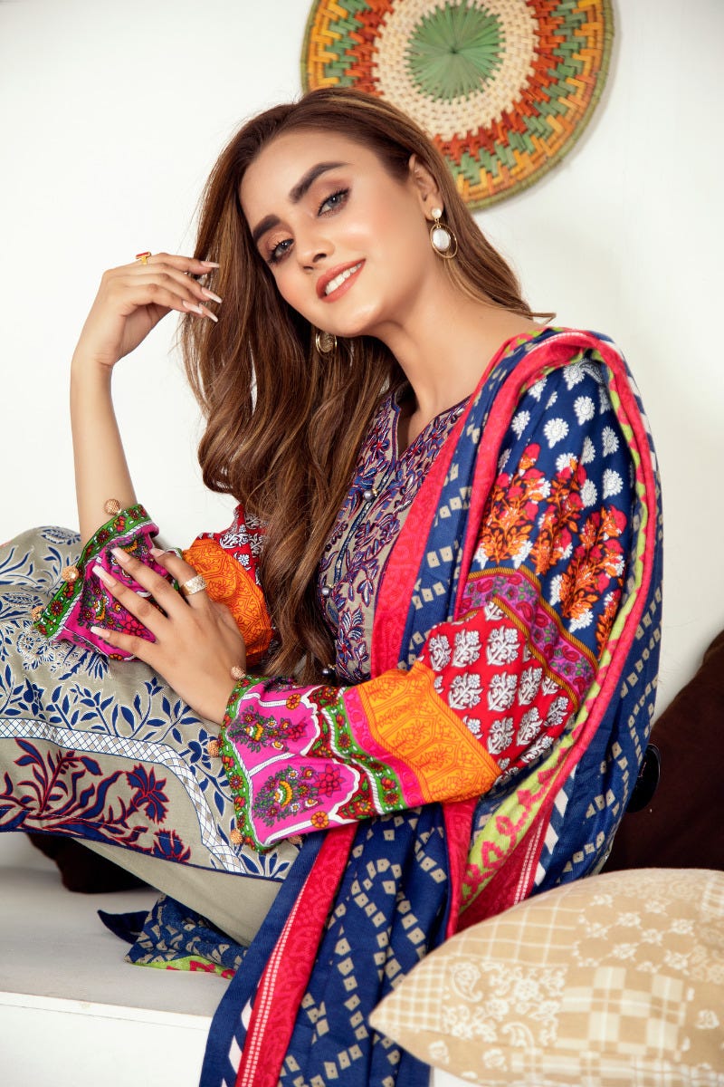 Winter Ready to Wear Embroidered Dress with Shawl by Aleezay 12