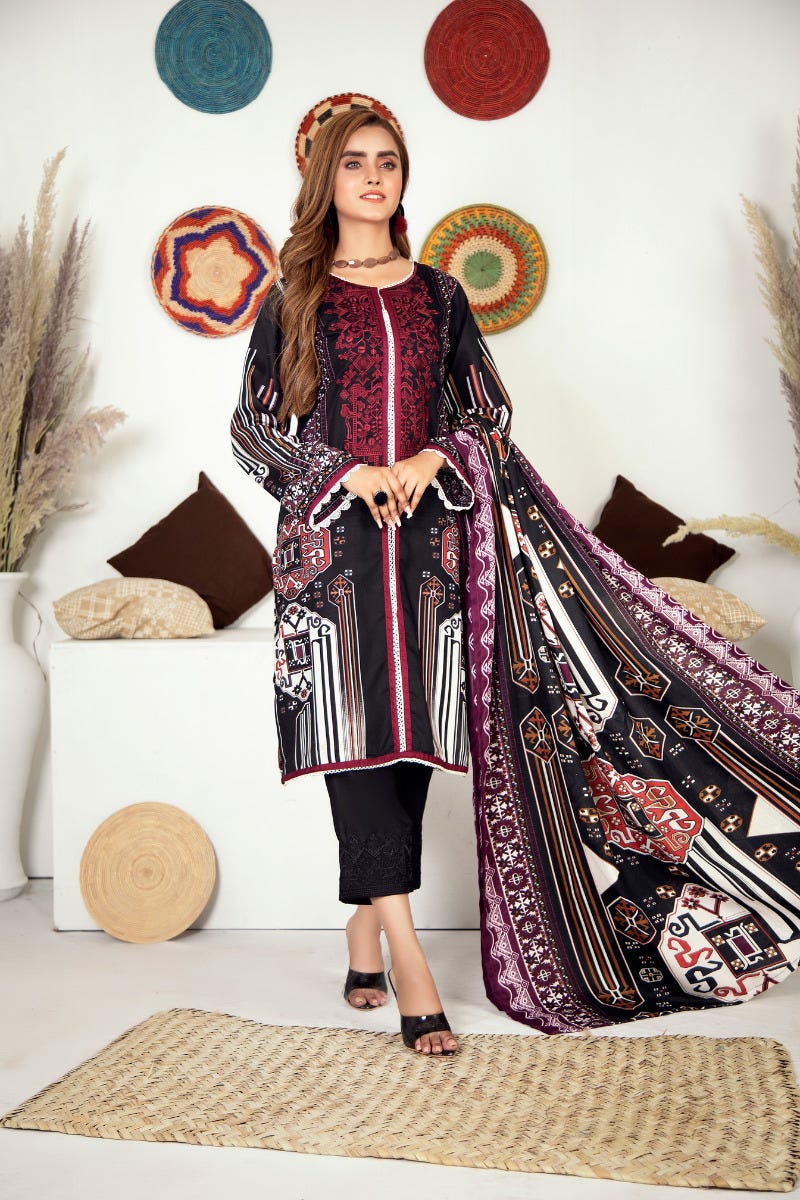 Winter Ready to Wear Embroidered Dress with Shawl by Aleezay 14