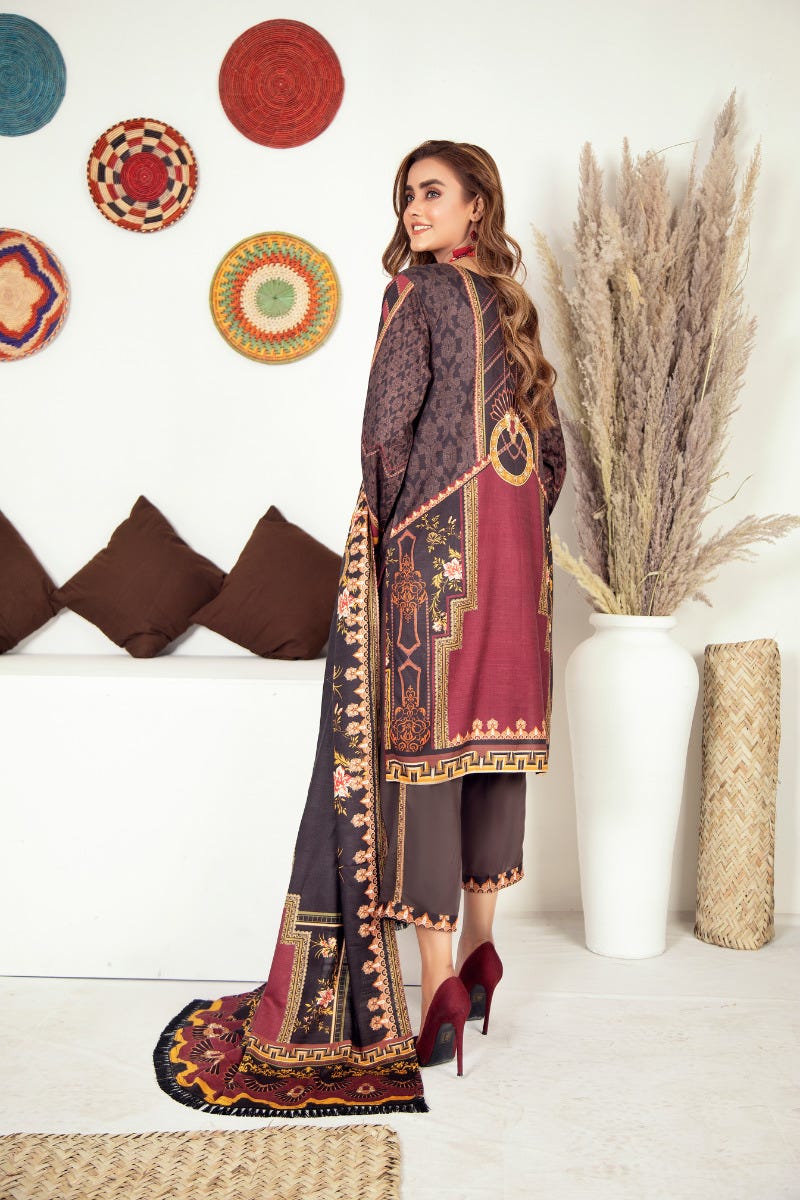 Winter Ready to Wear Embroidered Dress with Shawl by Aleezay 03