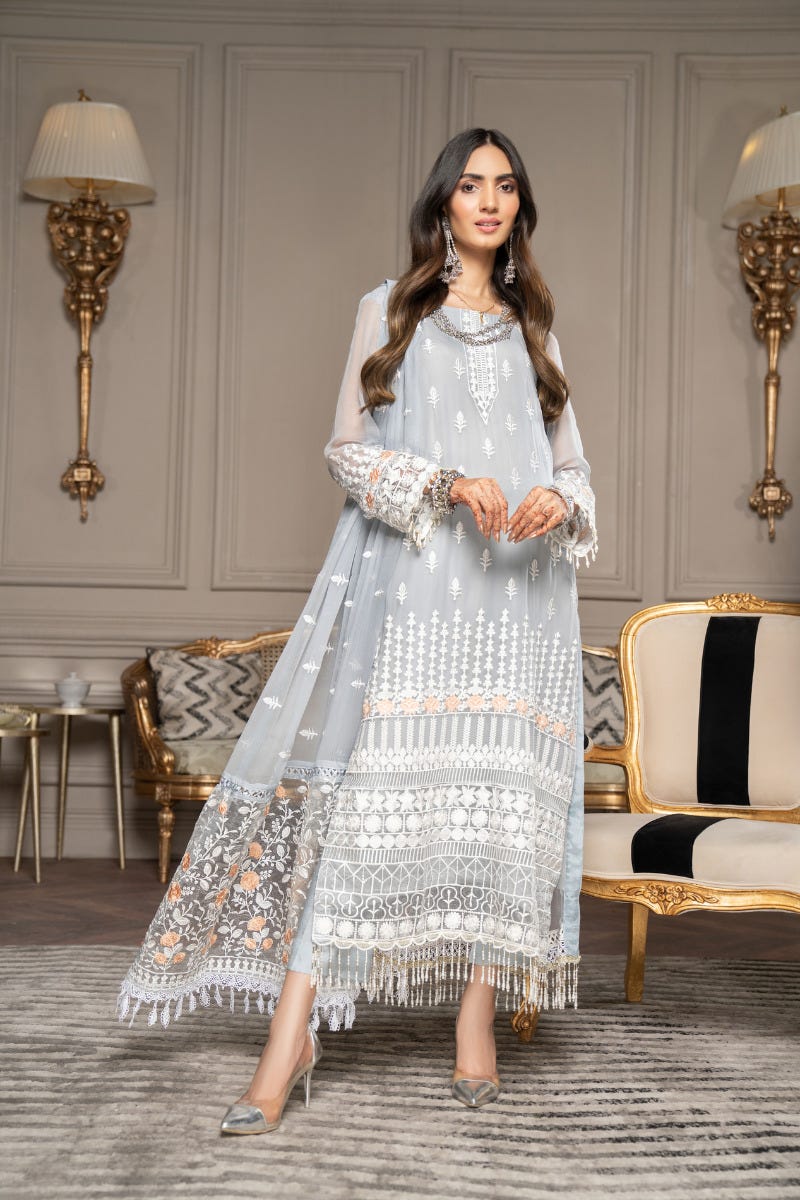 Luxury Formal Chiffon Embroidered Collection by Aleezay 06