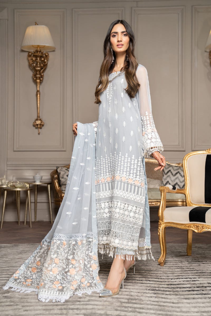 Luxury Formal Chiffon Embroidered Collection by Aleezay 06