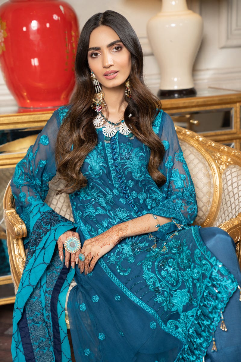 Luxury Formal Chiffon Embroidered Collection by Aleezay 02