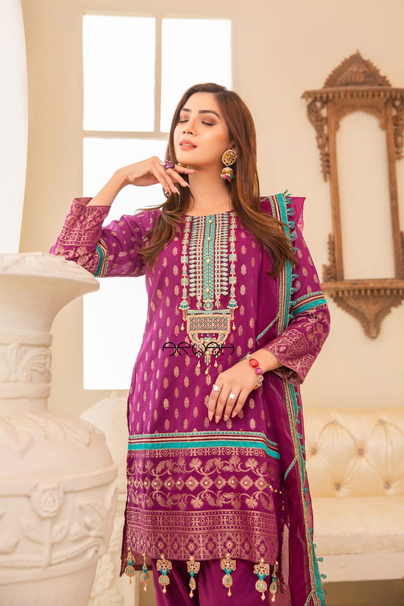 Winter Ready to Wear 3 Pcs Embroidered Collection by Arwah 07