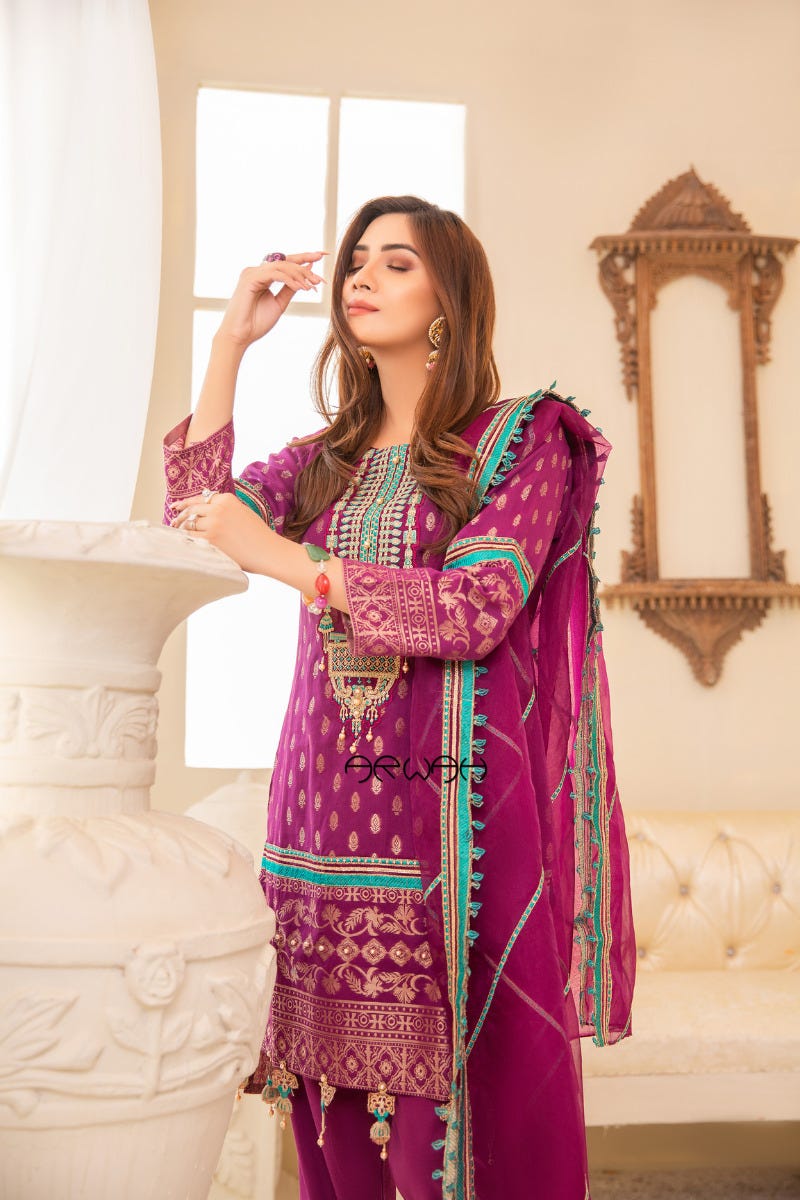 Winter Ready to Wear 3 Pcs Embroidered Collection by Arwah 07