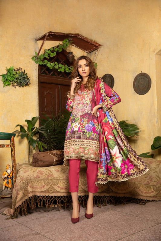 Winter Marina Embroidered 3 Pcs Dress by Arwah 03