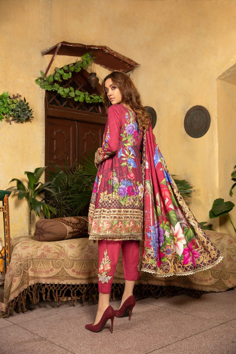 Winter Marina Embroidered 3 Pcs Dress by Arwah 03