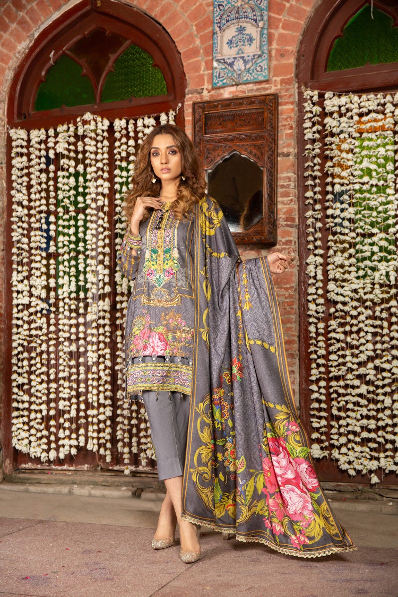 Winter Marina Embroidered 3 Pcs Dress by Arwah 06