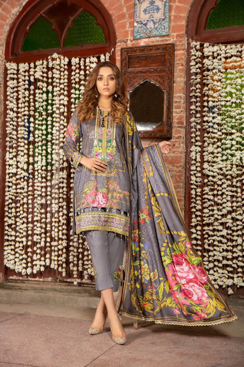 Winter Marina Embroidered 3 Pcs Dress by Arwah 06