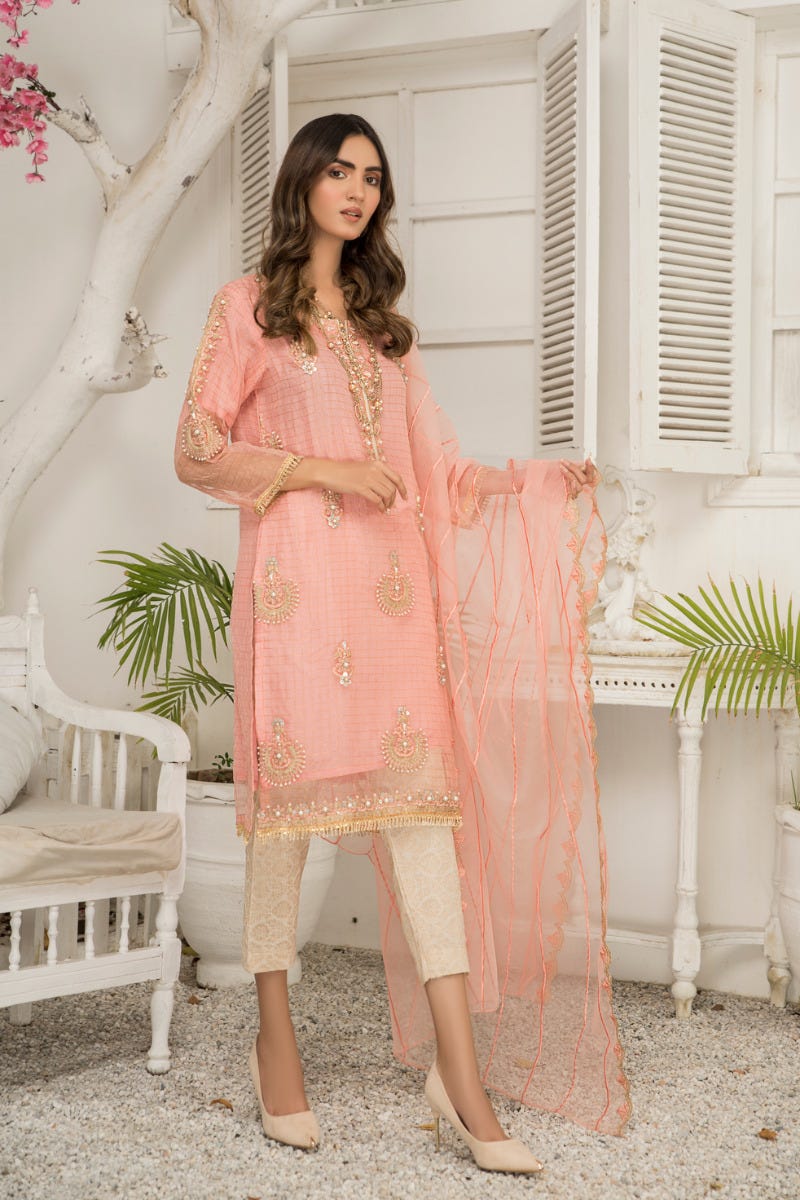 Ready to Wear 3 Pcs Semi Formal Embroidered Dress by Arwah 01