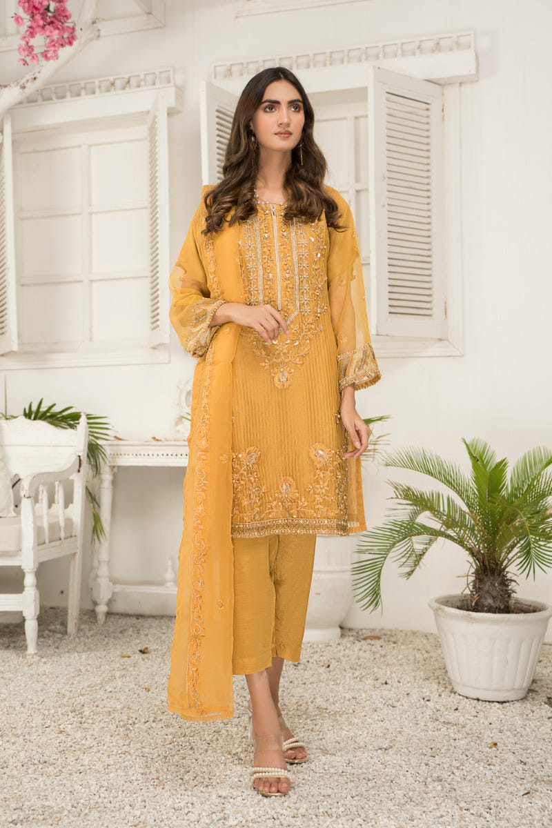 Ready to Wear 3 Pcs Semi Formal Embroidered Dress by Arwah 07