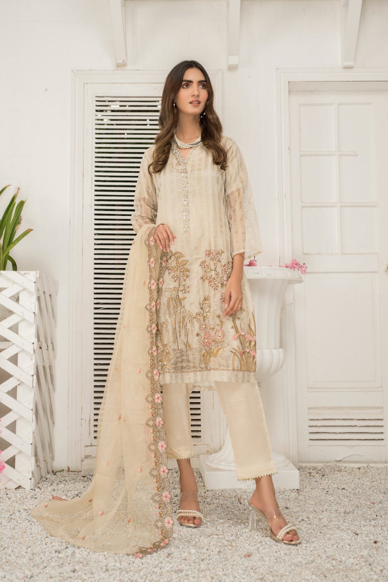 Ready to Wear 3 Pcs Semi Formal Embroidered Dress by Arwah 09