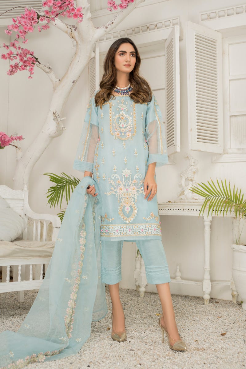 Ready to Wear 3 Pcs Semi Formal Embroidered Dress by Arwah 02