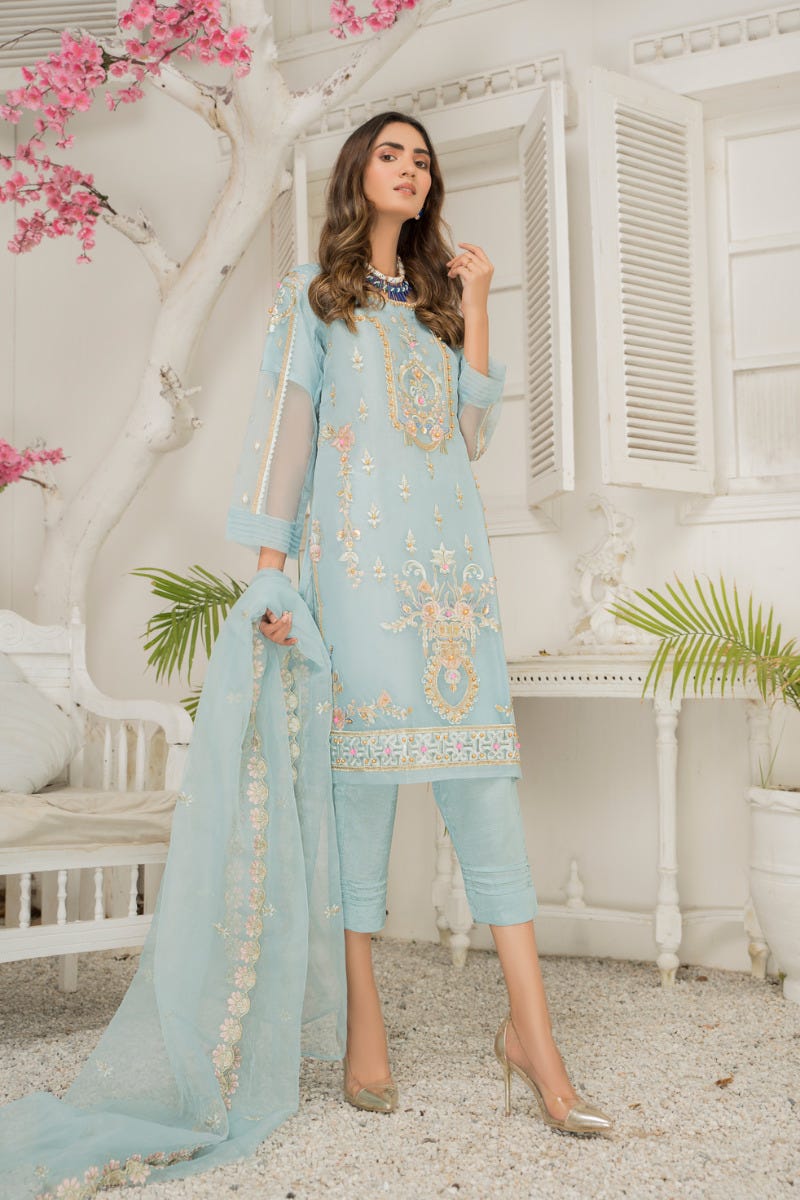 Ready to Wear 3 Pcs Semi Formal Embroidered Dress by Arwah 02