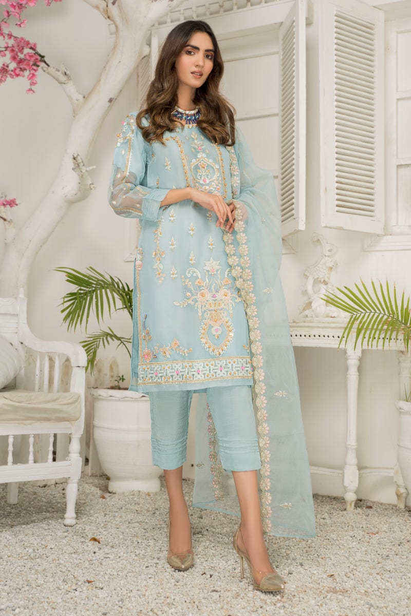 Ready to Wear 3 Pcs Semi Formal Embroidered Dress by Arwah 02