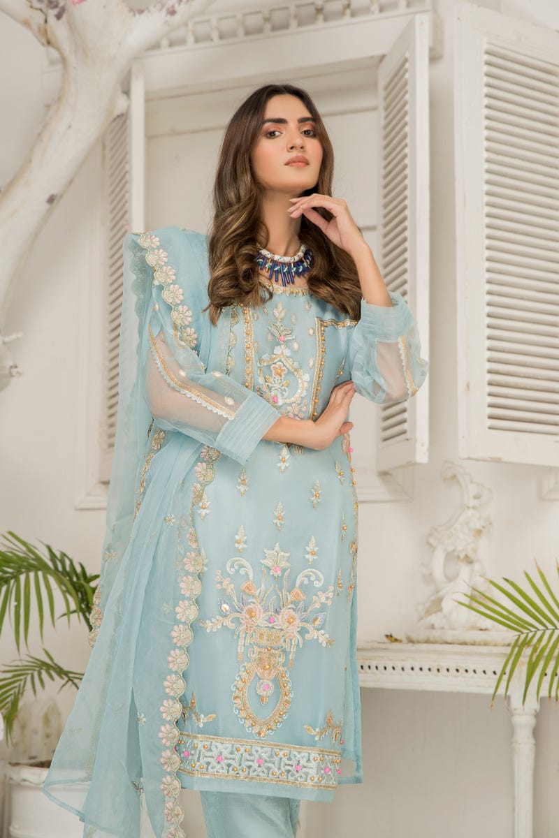 Ready to Wear 3 Pcs Semi Formal Embroidered Dress by Arwah 02