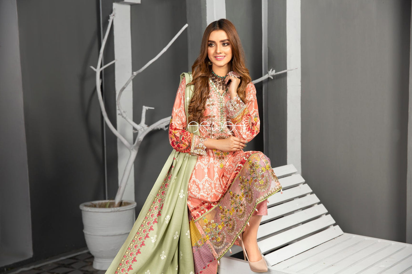 Winter Ready to Wear 3Pcs Embroidered Collection by Arwah 03