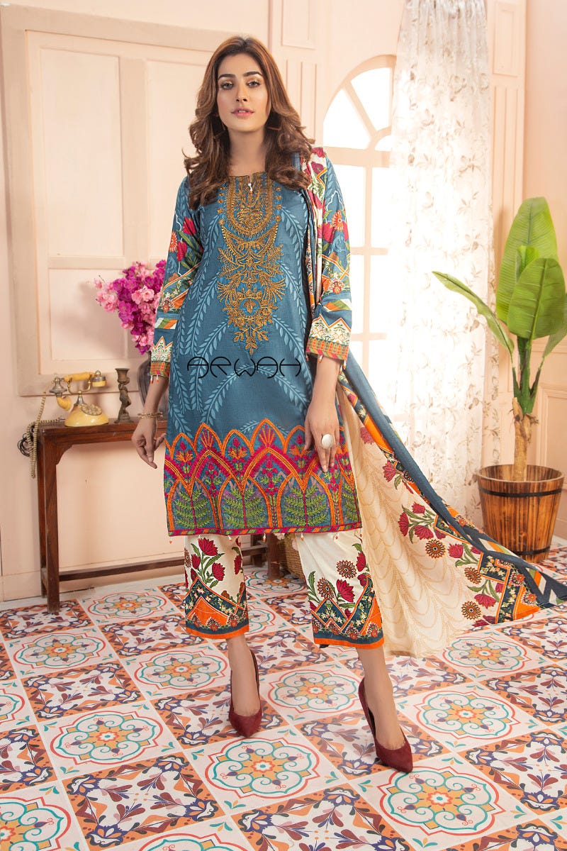 Winter Ready to Wear 3Pcs Embroidered Collection by Arwah 12
