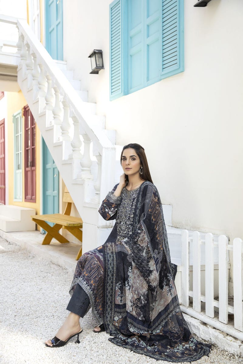 Mona Ready to Wear 3 Pcs Embroidered Lawn Collection 08
