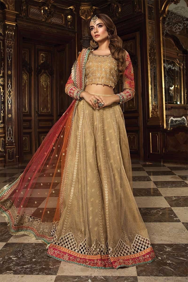Gold & Coral Luxury Formal Mbroidered Collection by Maria B Gold & Coral Luxury Formal Mbroidered Collection by Maria B