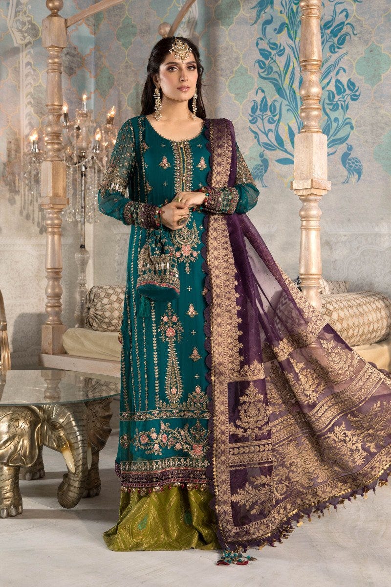 MBROIDERED - Ready to Wear Teal blue, Olive Green and Purple BD-2202