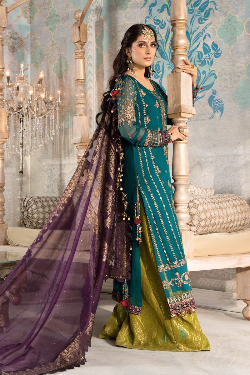 MBROIDERED - Ready to Wear Teal blue, Olive Green and Purple BD-2202
