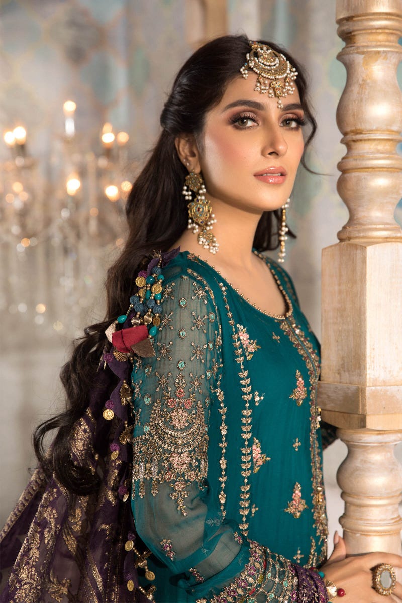 MBROIDERED - Ready to Wear Teal blue, Olive Green and Purple BD-2202