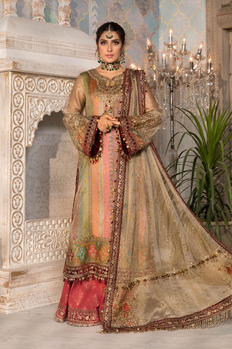 MBROIDERED - Bronze, Maroon and Carrot pink BD-2207