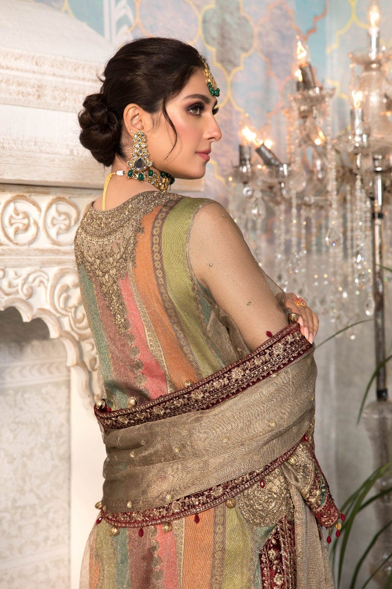 MBROIDERED - Bronze, Maroon and Carrot pink BD-2207