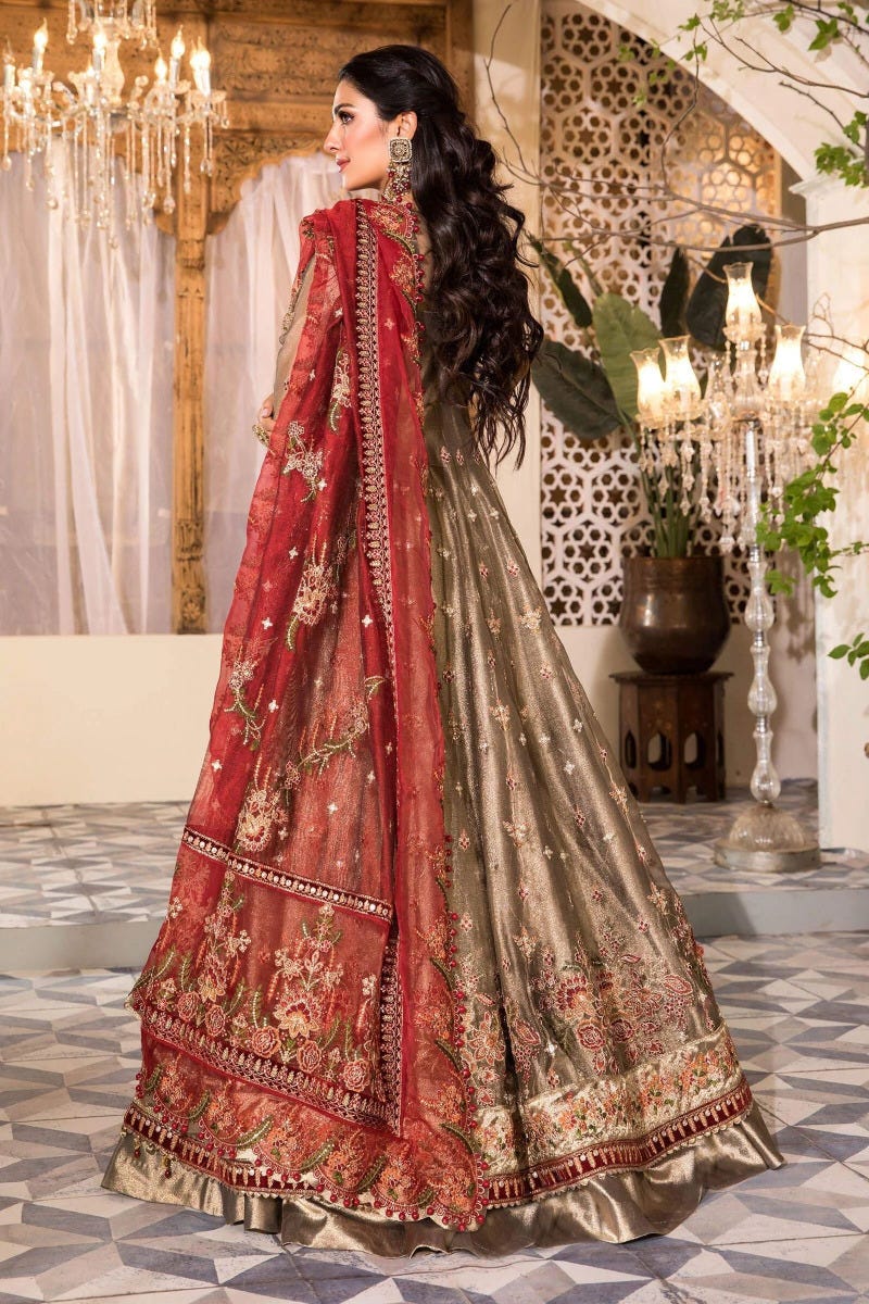 MBROIDERED Ready to Wear Burnt Gold and Maroon BD-2401
