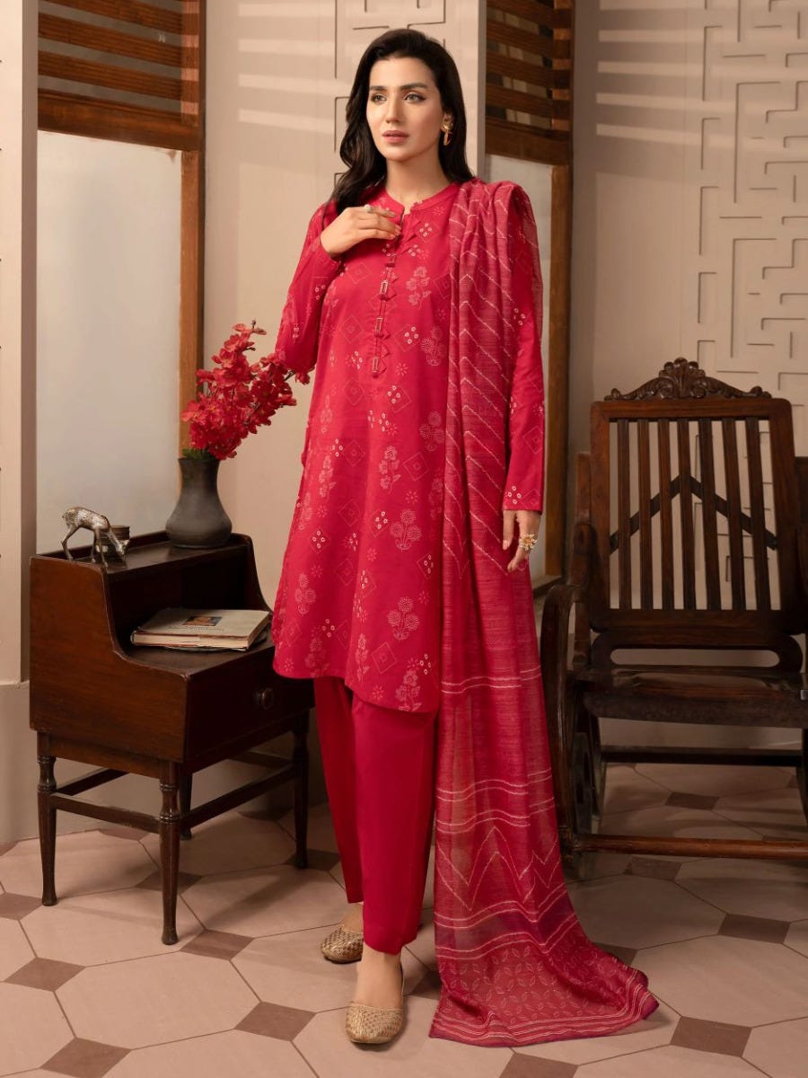 open lace back dress 2 Piece Silk Suit-Printed (Pret)  Limelight