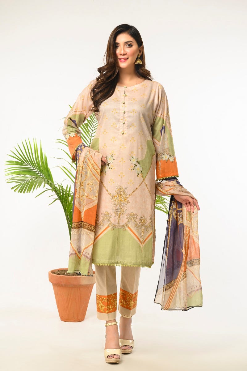 Ready to Wear 3 Pcs Lawn Dress by Zaiwa 09