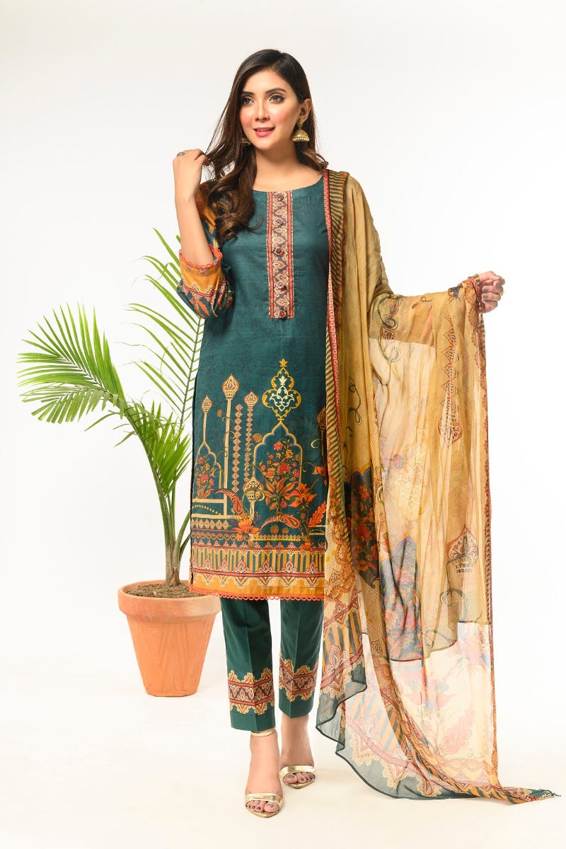 Ready to Wear 3 Pcs Lawn Dress by Zaiwa 10