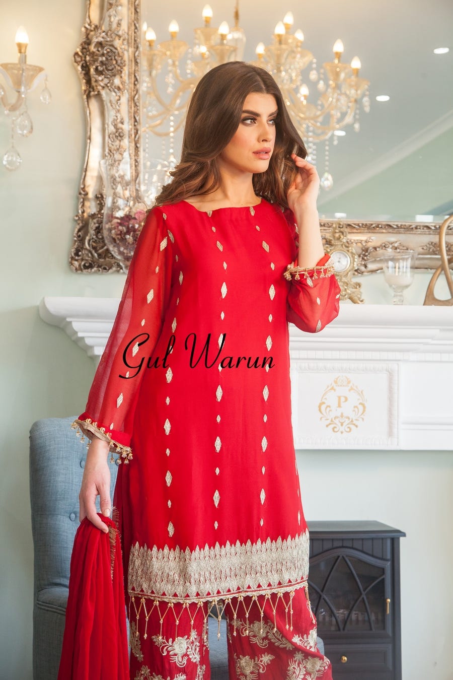 Red Charm Luxury Pret by Gulwarun