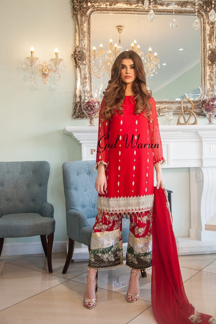 Red Charm Luxury Pret by Gulwarun
