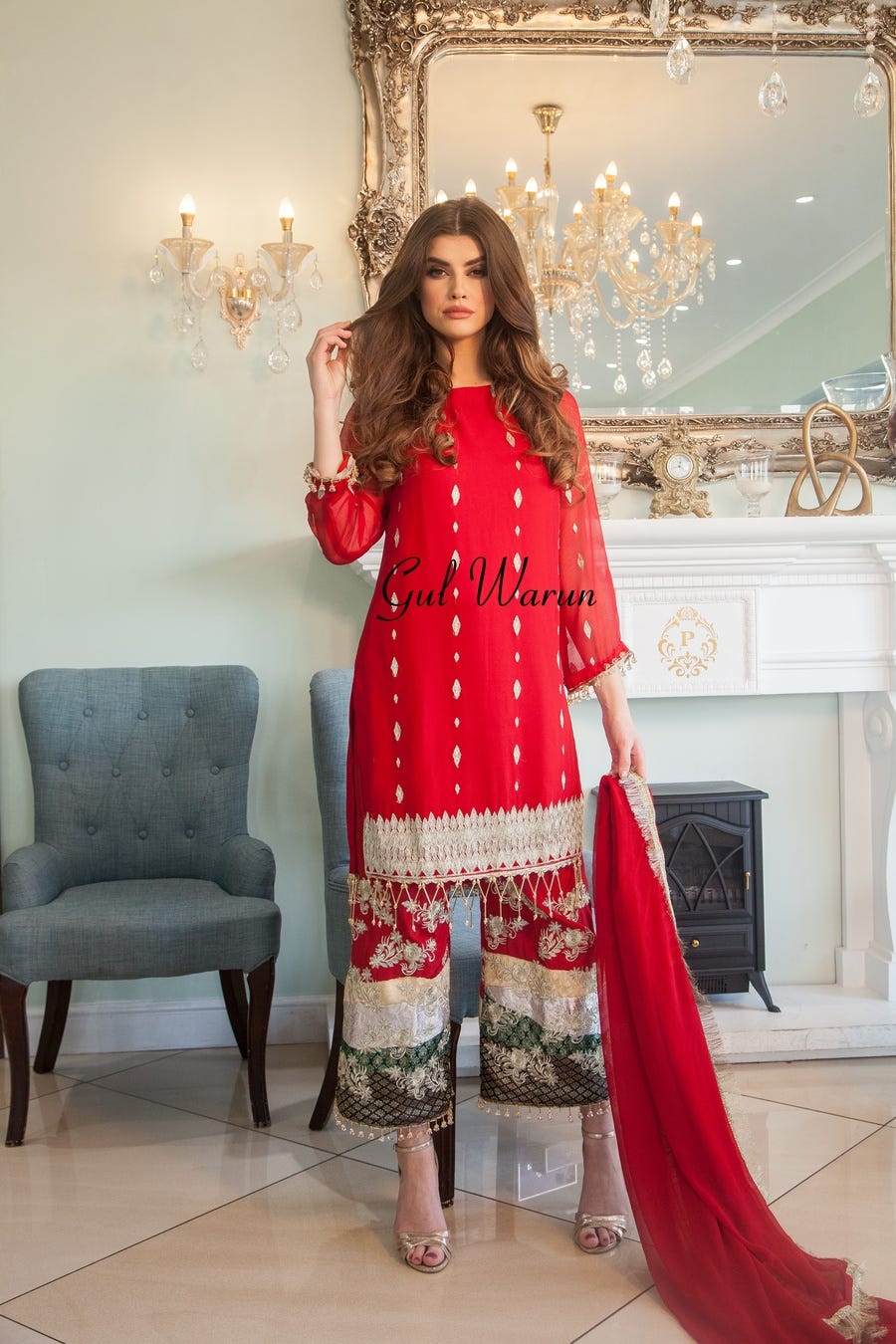Red Charm Luxury Pret by Gulwarun