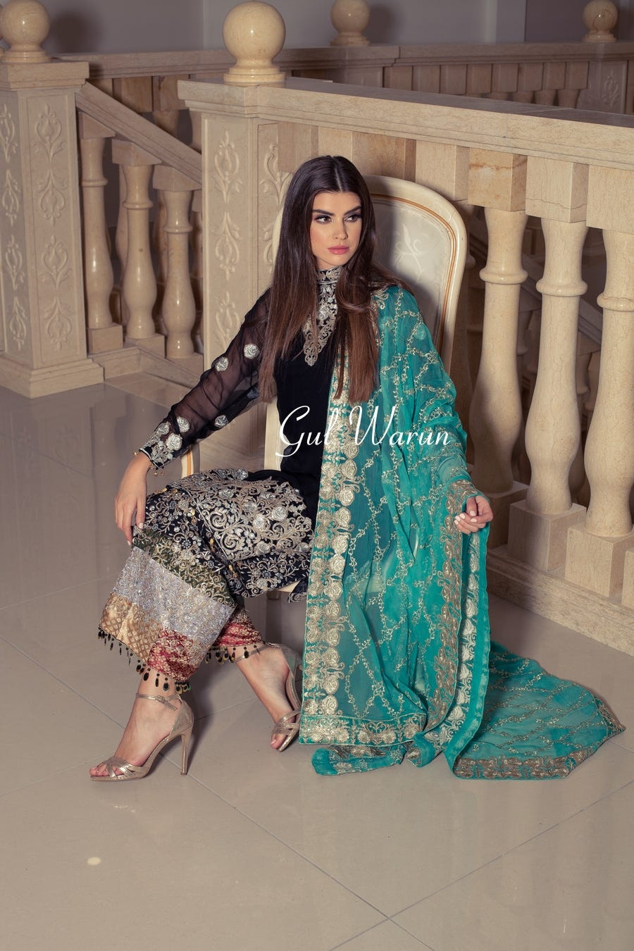Black Ralli work Luxury Formal Dress by Gulwarun