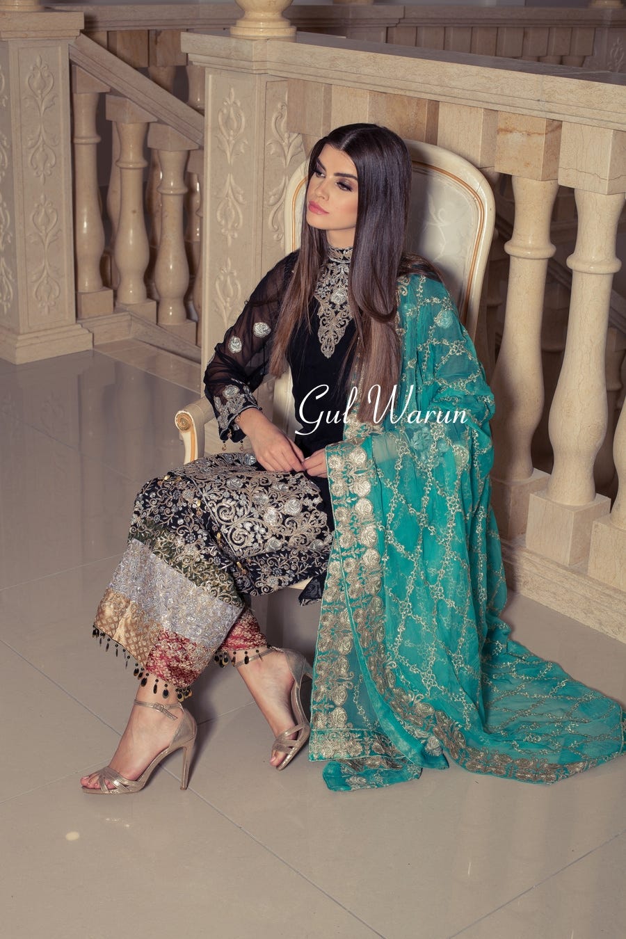 Black Ralli work Luxury Formal Dress by Gulwarun