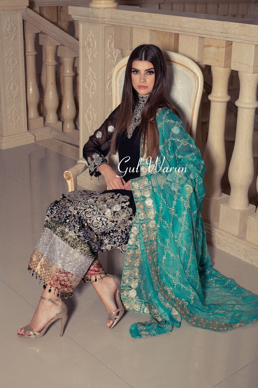 Black Ralli work Luxury Formal Dress by Gulwarun