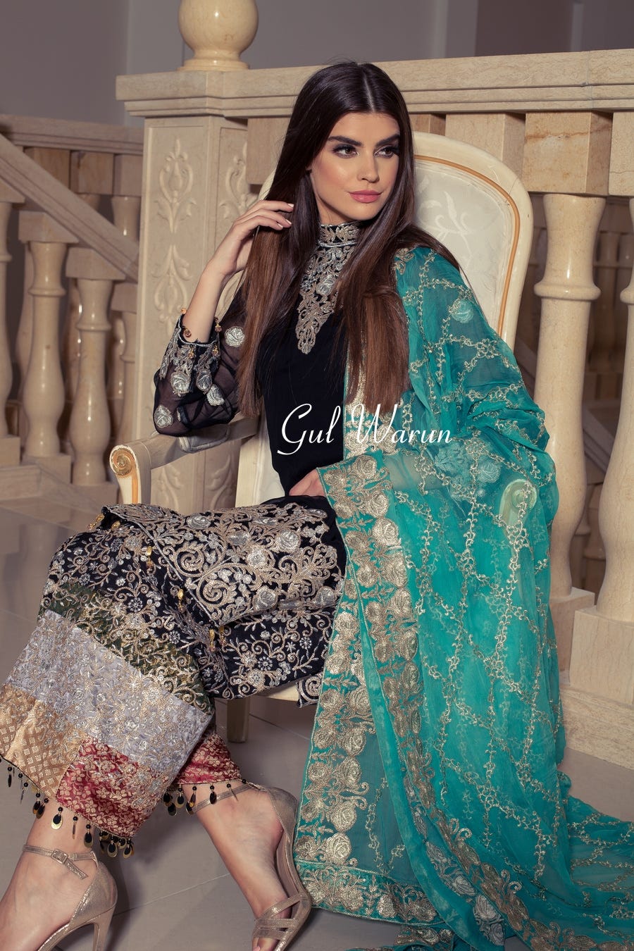 Black Ralli work Luxury Formal Dress by Gulwarun