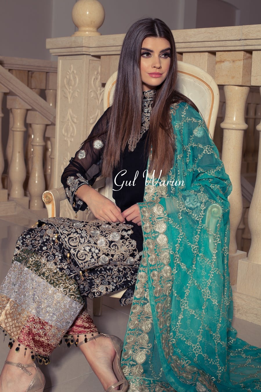 Black Ralli work Luxury Formal Dress by Gulwarun
