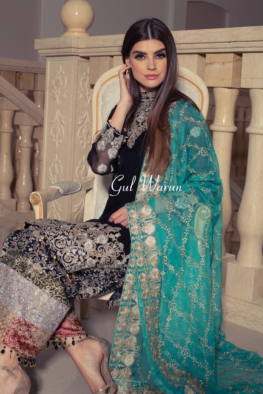 Black Ralli work Luxury Formal Dress by Gulwarun
