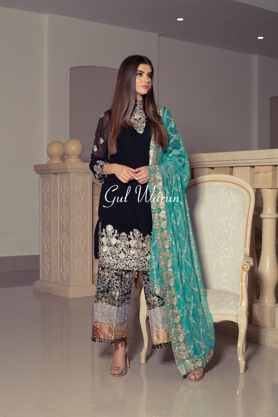 Black Ralli work Luxury Formal Dress by Gulwarun