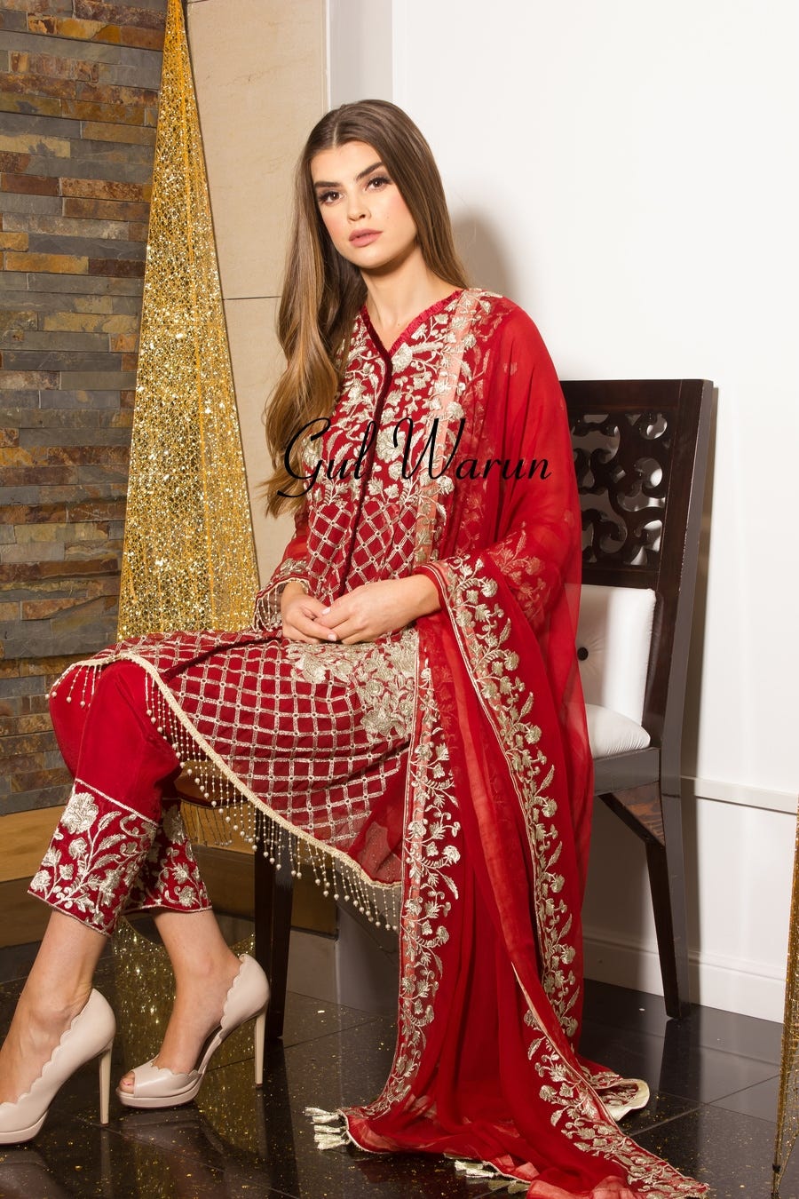 Red Glam Luxury Pret by Gulwarun
