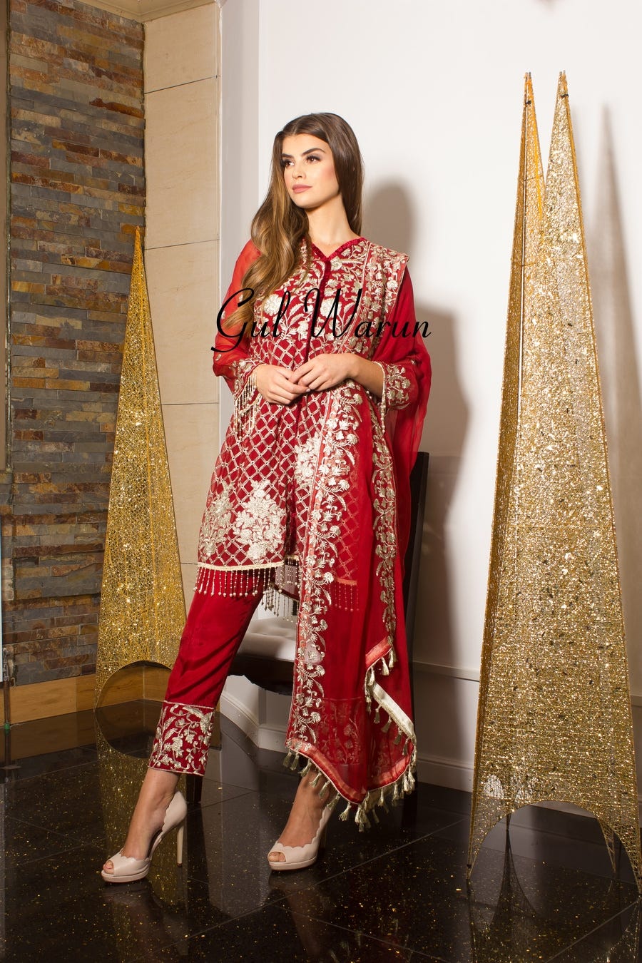 Red Glam Luxury Pret by Gulwarun