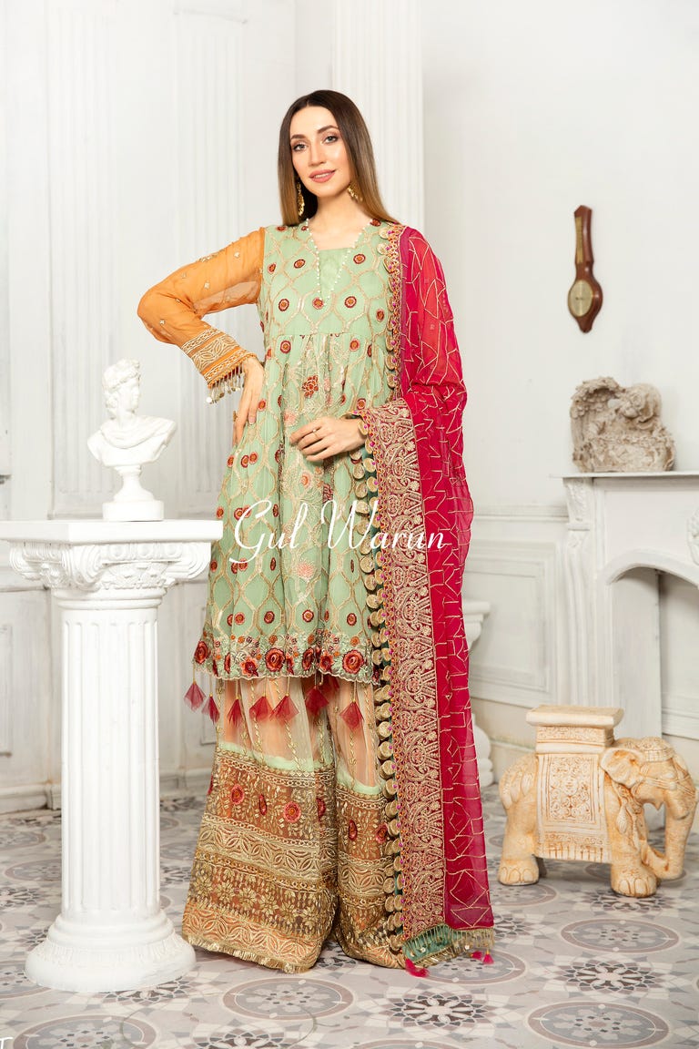Gulwarun Formal Ready to Wear Chiffon Embroidered Dress 7